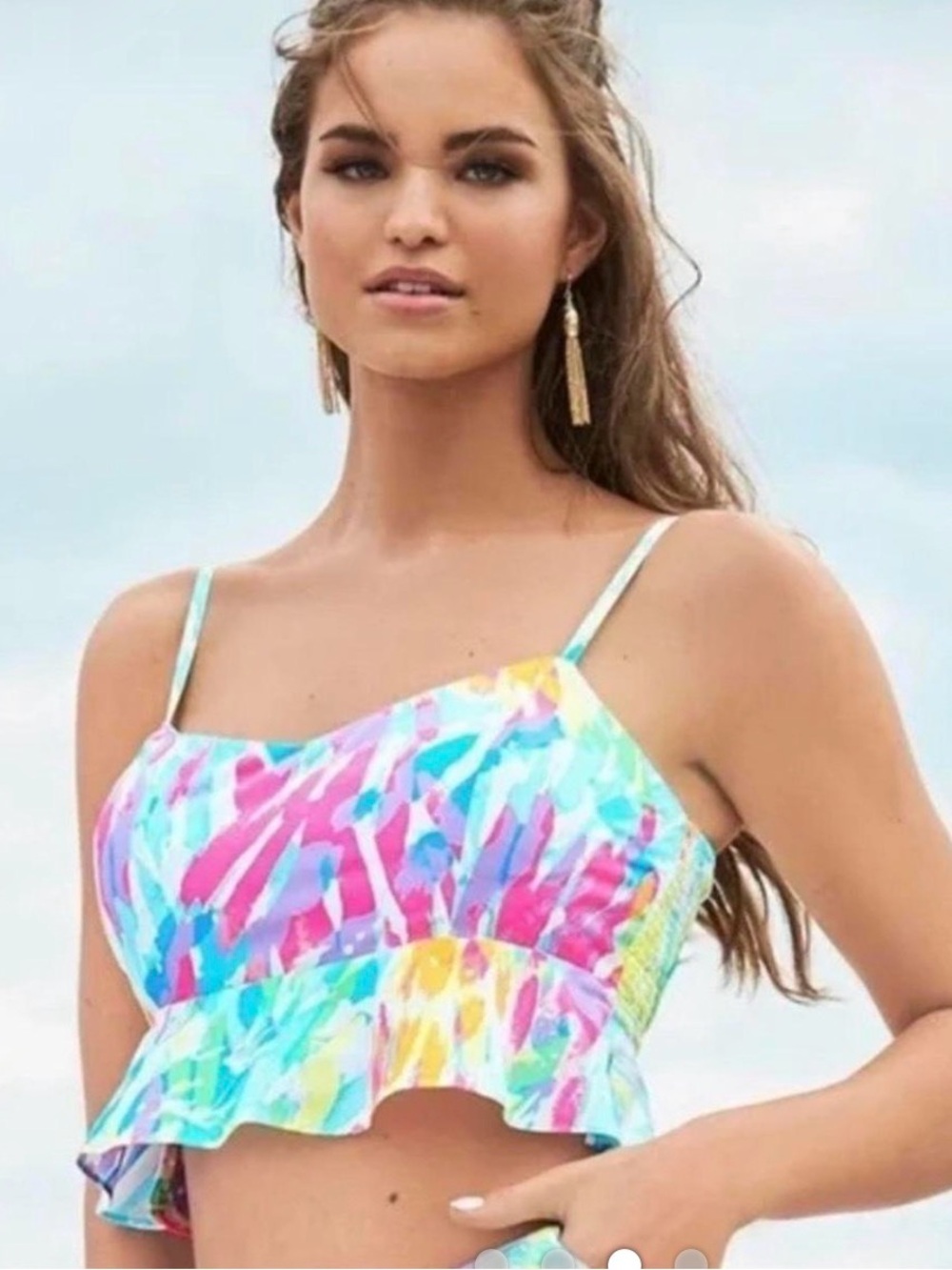 Lilly Pulitzer Multicolor Tie-Dye Ruffle Crop Top